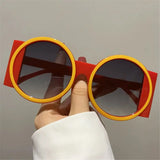Retro Oversized Round Sunglasses UV400 Unique Gradient Sun Glasses Y2K Eyewear for Women & Men