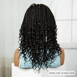 Burgundy Boho Knotless Braids Bob Wig with Curly Ends | Full Lace