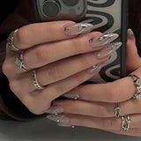 24 fake nails, fashionable wearable nails, ladies press nails, including 1 nail glue and 1 nail file