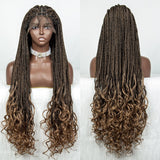 36" Water Wave Braided Wig | Lace Front | Baby Hair | Long Braids