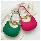 Fashion Women's Felt Handbag | Imitation Metal Chain Underarm Bag (Retro Ladies Solid Color Shoulder Bag, Trendy Casual Clutch Purse)