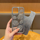 Fashion 3D Diamond Rose Phone Case for iPhone 16 15 14 13 11 12 Pro Max 16 Plus Bling Shiny Gradient Shockproof TPU Soft Cover