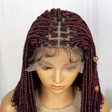 14" Short Bob Box Braided Wig with Beads | Knotless Braids | Synthetic Lace Front Wig | Baby Hair
