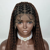 36" Pink Knotless Cornrow Braids Wig | Transparent Full Lace | Baby Hair