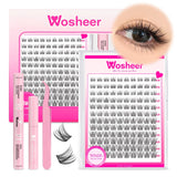 WOSHEER Eyelash Clusters Kit Thick Individual Lashes Lash Bond And Seal And Remover Faux Mink Lashes Eyelash Extension DIY