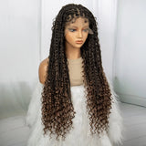 32" Boho Knotless Braided Wig | Bohemian Box Braids | Lace Front Wig with Baby Hair | Synthetic Hair