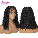 12" Curly Boho Braids Bob Wig | 360 Full Lace | Knotless Box Braids | Baby Hair
