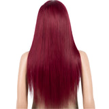 Burgundy Straight Wig with Bangs | "Put On & Go" Glueless Human Hair