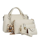 Three Strap Soft PU Shoulder Bag | Letter Detail Satchel