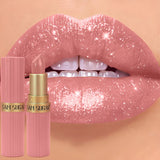 Chocolate Brown Luxurious Metallic Glitter Lipstick Long-Lasting Waterproof Non-Fade Shimmery Pearl Sparkling Lip Gloss Makeup