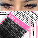 WOSHEER Lash Clusters Kit Lash Spikes Eyelash Clusters Volume Individual Lashes DIY Spiky Lash Extension Manga Clusters Eyelash