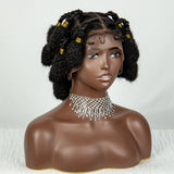 Handmade Bantu Knots Braided Wig | Short Knotless Braids | Full Lace Wig with Baby Hair | Synthetic Braiding Wig for Black Women