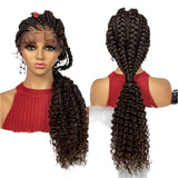28" Blonde Knotless Cornrow Braids Wig with Curly Ends | Lace Frontal | Baby Hair