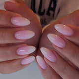 24Pcs Oval Short Pink Press on Nails Simple Ombre Spring False Nail for Sweet Sassy Cool Women&Girl Removable Wearable Nail Art