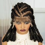 16" Cornrow Bantu Braids Wig | Full Lace Frontal | Baby Hair