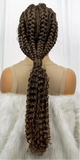 28" Blonde Knotless Cornrow Braids Wig with Curly Ends | Lace Frontal | Baby Hair