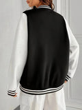 Women’s Oversize Solid Color Baseball Jacket