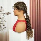 Curly Cornrow Twist Braids Wig | 13x1 T Part Lace | Water Wave | Black Women