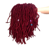10" Short Braided Bob Wig | Faux Locs & Curly Twists | Black, Blonde, Red | Synthetic Hair