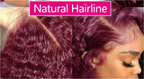 30 Inch Burgundy 99J Curly Human Hair Wig | 13x6 Lace Frontal | 200% Density