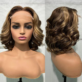 Malaysian Hair | Double Drawn | P4 27 | Ombre | Highlight | Bouncy Wave | Wear and Go | Glueless | Human Hair | Bob Curly Wigs