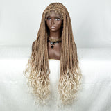 36" Water Wave Braided Wig | Lace Front | Baby Hair | Long Braids