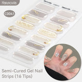 Gradient Auroras Semi Cured Gel Nail Strips Sparkly Shinning DIY Gel Polish Stickers for Nails Works with UV/LED Nail Lamps