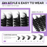 GROINNEYA DIY Eyelash Extension Kit Lashes Clusters Set Mix Eyelashes Full Set With Lash Bond&Seal and Eyelash Tweezers Makeup