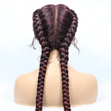 Handmade Double Dutch Cornrow Braided Wig | Natural Black Lace Front | Baby Hair | Kanekalon Synthetic Wig for Women