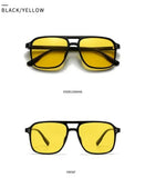 SO&EI Fashion Double Bridges Square Rivets Women Sunglasses Retro Men Gradient Shades UV400 Sun Glasses