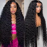 Premium 250 Density Deep Wave Human Hair Wigs 40 Inch Extra Long Natural Bouncy Texture 13x4 13x6 HD Lace Frontal Durable Versatile Women Wigs