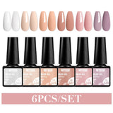 MTSSII 6PCS/Set Sparkly Red Roes Red Gel Nail Polish Shinning Nail Art LED UV Gel Varnish Nail Supplies Manicure Kit for Nails