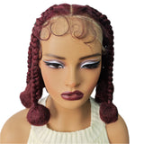 12" Ginger Orange Knotless Box Braiding Wig | Transparent Lace Front Synthetic Hair with Baby Hair