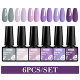 MTSSII 6PCS/Set Sparkly Red Roes Red Gel Nail Polish Shinning Nail Art LED UV Gel Varnish Nail Supplies Manicure Kit for Nails