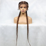 Handmade Double Dutch Cornrow Braided Wig | Natural Black Lace Front | Baby Hair | Kanekalon Synthetic Wig for Women