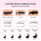 WOSHEER Lash Clusters Kit Lash Spikes Eyelash Clusters Volume Individual Lashes DIY Spiky Lash Extension Manga Clusters Eyelash