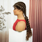 Curly Cornrow Twist Braids Wig | 13x1 T Part Lace | Water Wave | Black Women