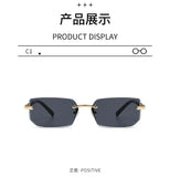 Rimless Sunglasses Rectangle Fashion Popular Women Men Shades Small Square Sun Glasses For Female male Summer Traveling Oculos