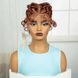 Ginger Orange Bantu Knotless Braids Wig | Full Lace | Baby Hair