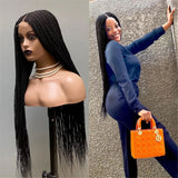 Ready-to-Ship 28" Center Part Box Braids Wig | 13x4 Lace Front | Middle Part | Kanekalon