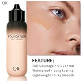 QIC Small Milk Bottle Liquid Foundation Concealer Moisturizing Clear Waterproof Natural Brightening Makeup for Face