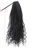 30" Crochet Boho Box Braids | Human Hair Curly Ends | Pre-Looped | Brazilian Remy Hair Extensions