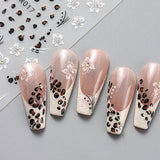 Cheetah French Nails Stickers Flowers Leopard Self-Adhesive Decals Holographic Slider Manicure Art Supplies And Decorations