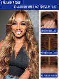 P4/27 Highlight Body Wave 40 Inch Long-length & 200% High Density Human Hair Wigs HD Transparent Skin-melt Swiss Lace Frontal Wig