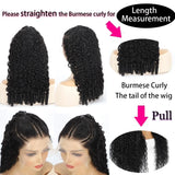13x6 Burmese Curly Wig Lace Frontal 250% Density 13x4 HD Transparent Pre Plucked Virgin Human Hair Wigs