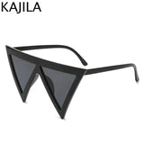 Oversized Triangle Punk Shiled Sunglasses Women Big Frame 2025 Luxury Brand Windproof Eyewear For Ladies UV400 Goggle Shades