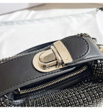 Luxury Designer Brand Silver Clutch Purse | Women's Evening Banquet Bag & Crystal Rhinestone Shoulder Bag (Fashion Handbags)