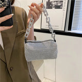 Allover Rhinestone Bucket Bag | Glitter Chain Prom Purse & Women's Mini Crossbody Bag (Sparkling Evening Handbag)