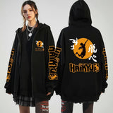 🏐 Haikyuu!! Karasuno High School Zip-Up Hoodie – Unisex Anime Streetwear