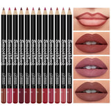 12 Colors Lip Liner Pen Set Professional Lip Liner Pencil Fashion Black Rod  Non-stick Cup Easy To Color Lipstick Pen Makeup
